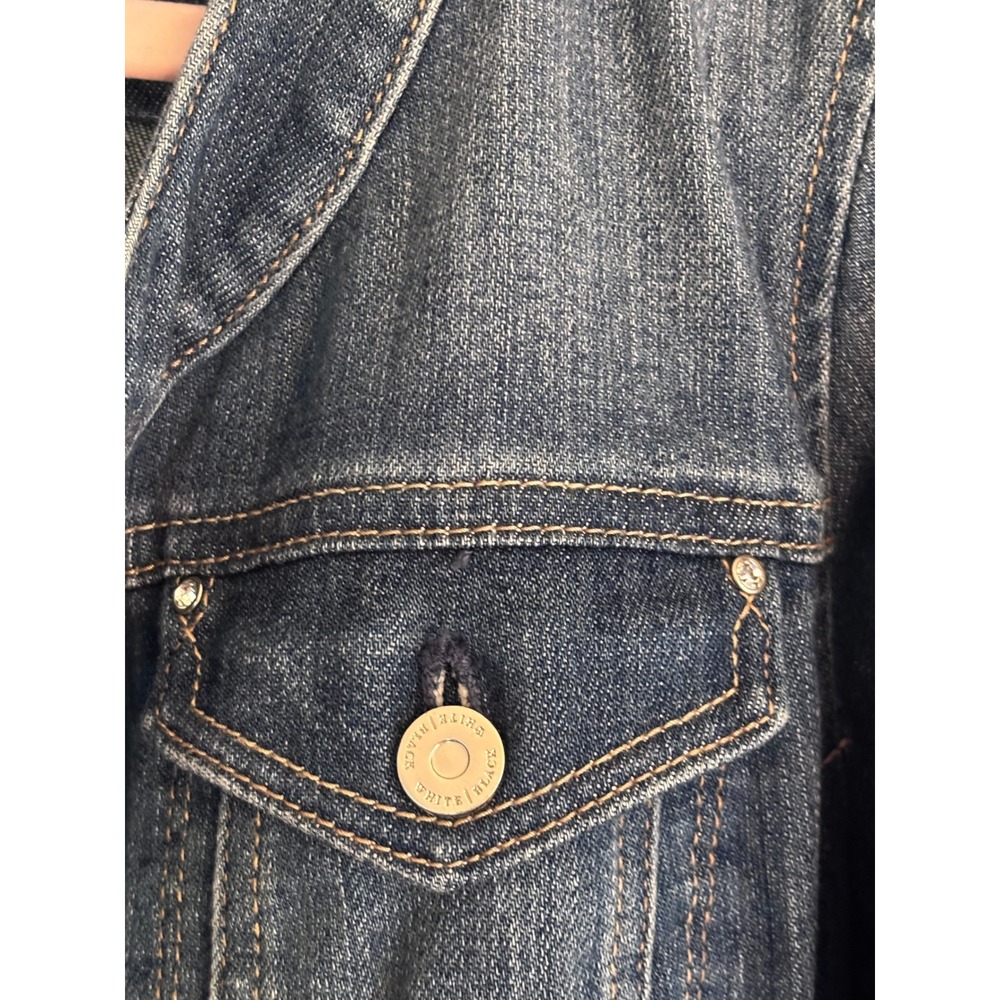 White House Black Market WHBM Cropped Denim Jacket Blue Wash Size 14 - Picture 11 of 12